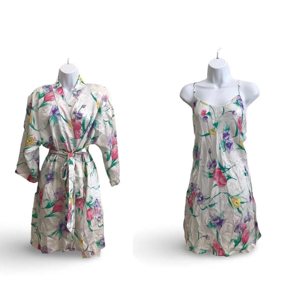 Vintage Inner Most Satin Chemise and Robe Set